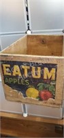 Vintage wooden Eatum Brand Apple box, 12 x 19.5 x