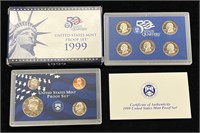 1999 US Mint Proof Set in Box with COA