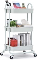 TOOLF 3 TIER  WHITE UTILITY ROLLING CART WITH