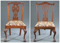 2 Chippendale side chairs, 18th century.