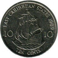 Eastern Caribbean 10 cents, 1989
