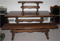 3pc Hand made Pine Trestle Table w/ 2 benches