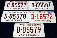 Lot of 5 1980s TN Auto Dealer license plates