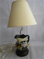 Country Folkart Pottery Lamp 19"T