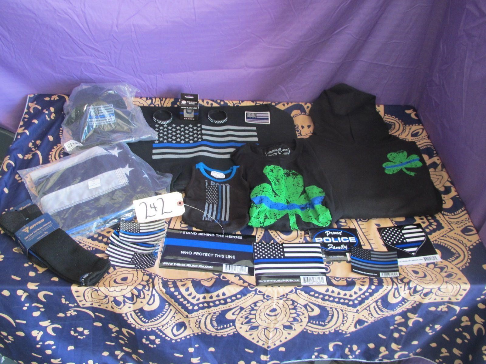 Assorted Lot Of Thin Blue Line Police Support Gear