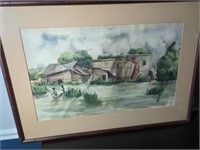 1962 Signed Watercolor of Fishermen