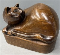 Wood Carved Cat Box