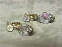 Vintage 1970's Aurora Borealis Glass Bead Earrings