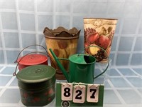Metal Containers & Small Watering Can
