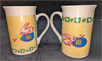 2 Royal Norfolk Easter Bunny Ceramic Mugs