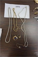 3-heavy chains, brooch, ring & gold-filled chain