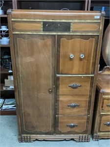 Antique Waterfall style Wardrobe, Chest of Drawers