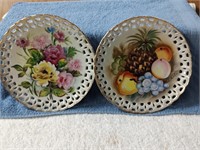 2 Vintage Ucagco Hand Painted Plates - Multi