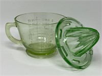 Vaseline Glass Measuring Cup & Citrus Juicer