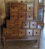 15 Drawer Wooden Apothecary Cabinet (35"×12"×41")