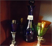 Kreiss 1950's Multicolored Murano Wine Glasses and