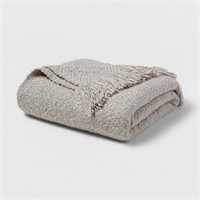 Fringed Boucle Bed Throw Gray   Threshold