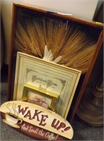 Sheath of Wheat Shadow Box, Frames and Coffee Sign