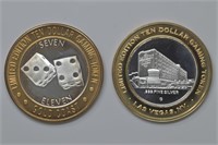 2 - Classic Casino Chips with Silver .999 Centers