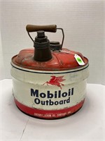 MOBILE OIL OUTBOARD FUEL CAN W/ FLYING PEGASUS