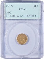 Certified 1905 Lewis & Clark Gold Dollar.