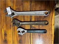 3 CRESCENT ADJUSTABLE WRENCHES 8”,10”,12”