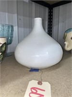 White Cased Bulbous Vase 9"