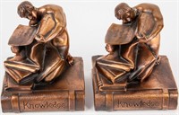 Antique K&O Cast Bronze "Knowledge" Bookends