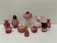 Cranberry and Victorian Glassware - 10 pieces