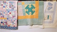 3 vintage hand stitched quilts