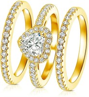 18k Gold-pl. 2.36ct White Sapphire Ring Set