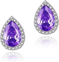 Gold-pl. 4.88ct Amethyst & White Sapphire Earrings