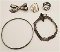 (N) Sterling Silver Bracelets, Rings, Brooch and