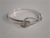 Sterling Silver Floral Clasp Bracelet Stamped 925