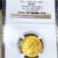 1861 Great Britain Gold Sovereign NGC - AU50