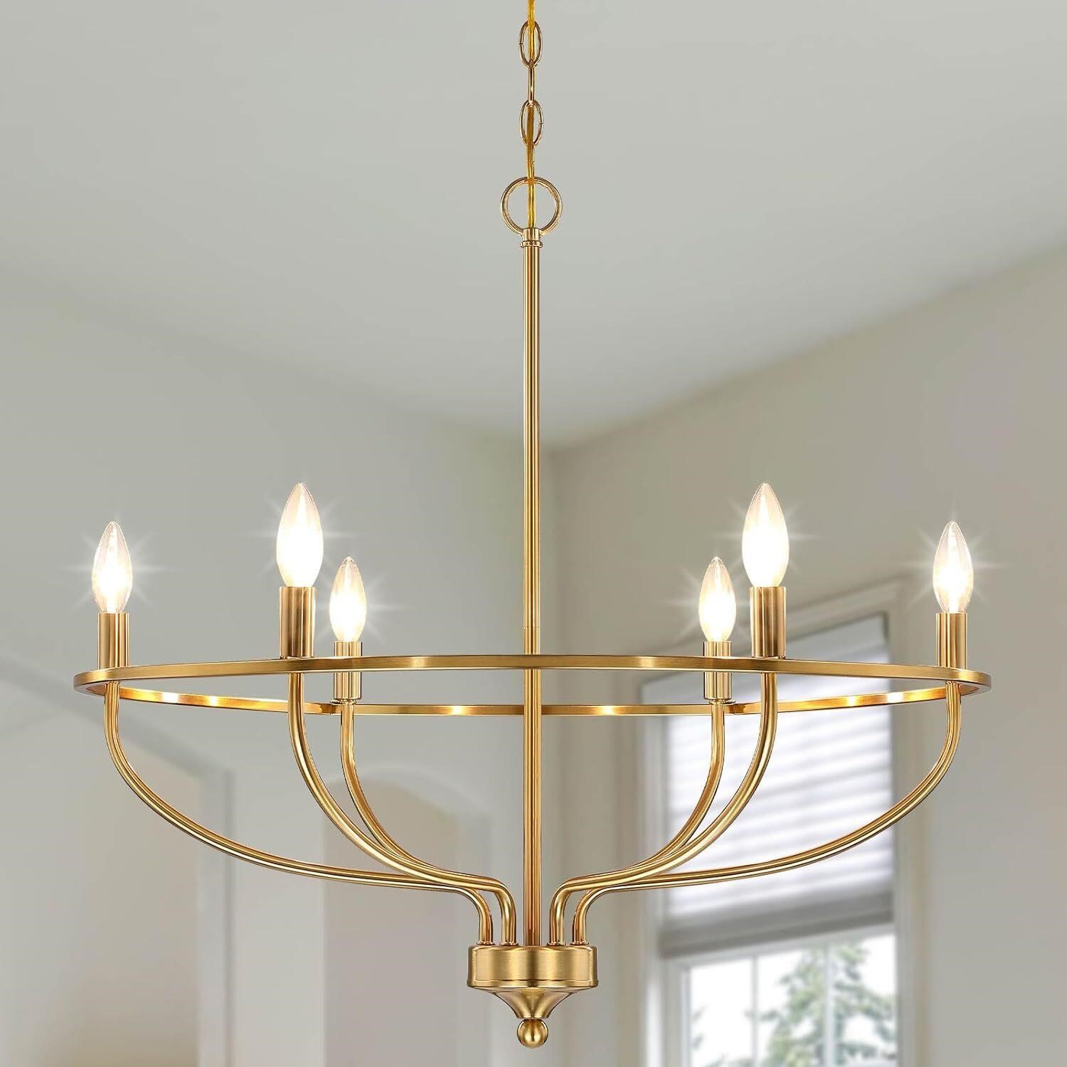 Gold Chandelier for Dining Room, 28.5 Inch