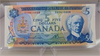 1972 $5.00 Canada Bank Note, Choice Uncirculated,