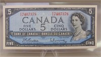 1954 $5.00 Bank Note, U N C  Prefix P / S  ,