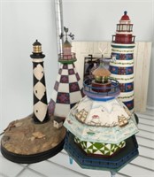 GROUP OF ASSORTED LIGHT HOUSE FIGURINES, MISC