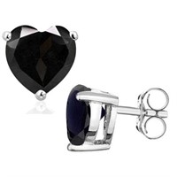 6MM Heart Cut Midnight Sapphire 2CTW Stud Earrings