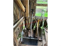 Assorted Shovels, sledge hammer