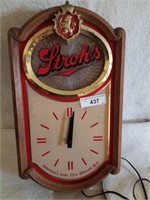 Vintage strohs beer advertising  lighted clock