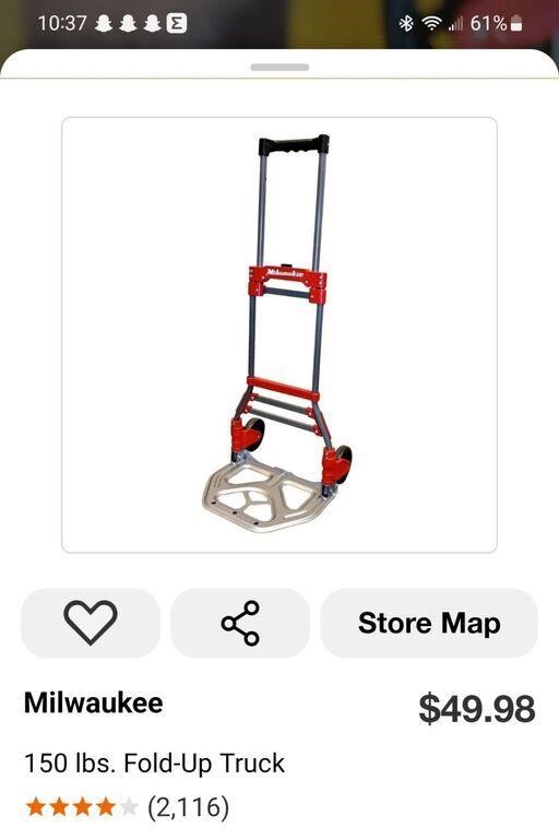 Milwaukee 150lb Capacity Folding Hand Truck