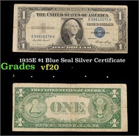 1935E $1 Blue Seal Silver Certificate Grades vf, v