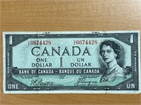 1954 Cdn $1 Bill- Devils Hair