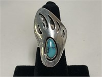 Sterling Turquoise Bear Claw Ring 9.6gr TW Sz 5.5