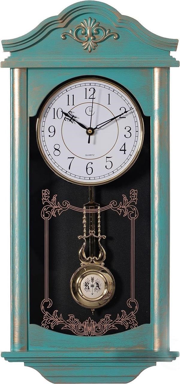 Large Vintage Grandfather Wood Clock