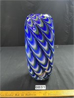 Heavy Artglass Feather Pulled Vase