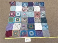 Knitted Patchwork Blanket - About 37.5" x 40"