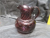 Vintage Purple Blown Glass Pitcher 7"